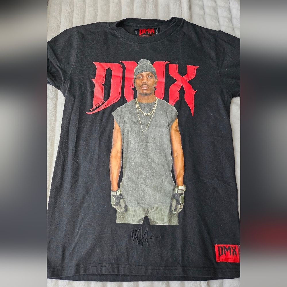 DMX Black Graphic Crewneck T-Shirt with Red Logo